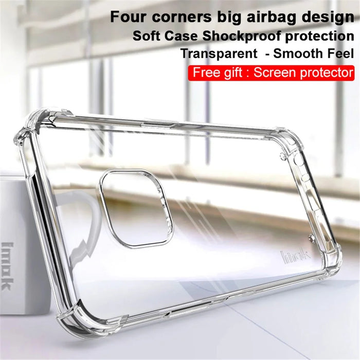 IMAK Shockproof Airbag Soft TPU Phone Cover Case with Screen Protector for Nokia XR20 - Transparent - 3