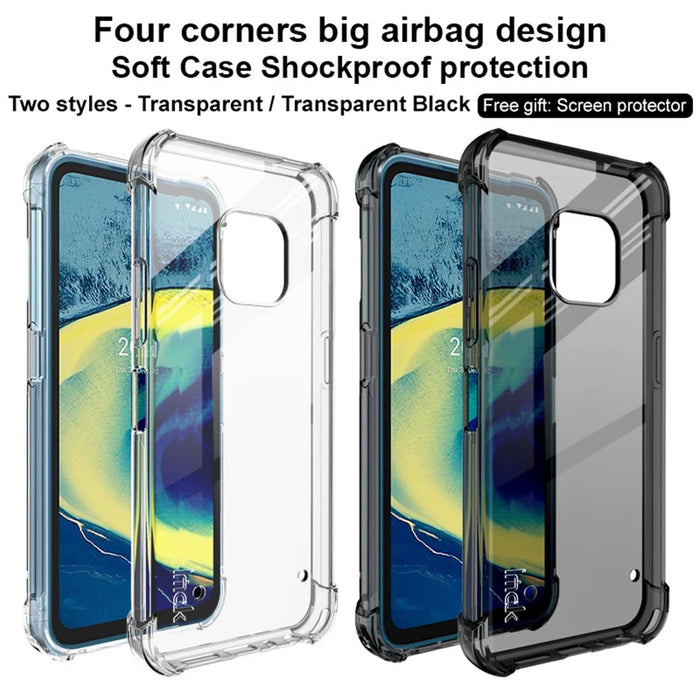 IMAK Shockproof Airbag Soft TPU Phone Cover Case with Screen Protector for Nokia XR20 - Transparent - 4
