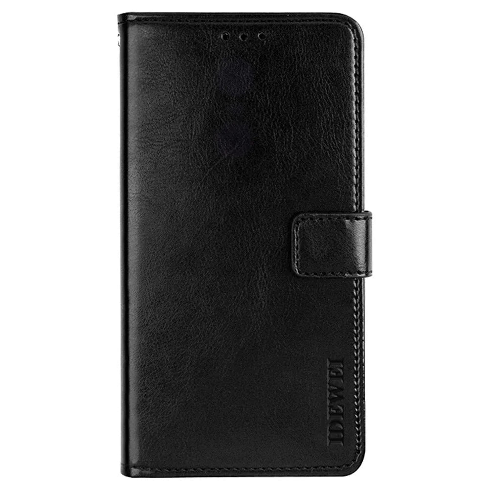 IDEWEI Folio Flip Crazy Horse Texture Leather Stand Case Phone Cover for Nokia XR20 - Black - 1