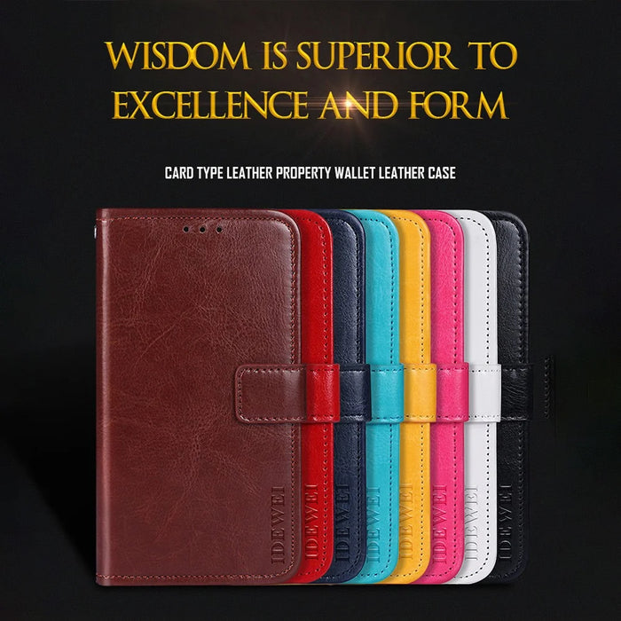 IDEWEI Folio Flip Crazy Horse Texture Leather Stand Case Phone Cover for Nokia XR20 - Black - 3