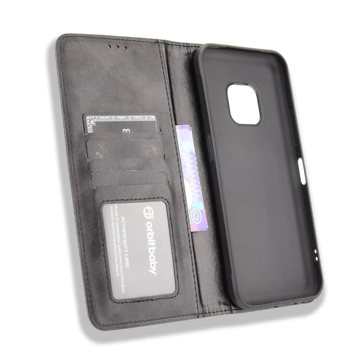 Vintage Style Magnetic Auto-absorbed Leather Wallet Stand Phone Protective Case Shell for Nokia XR20 - Black - 4