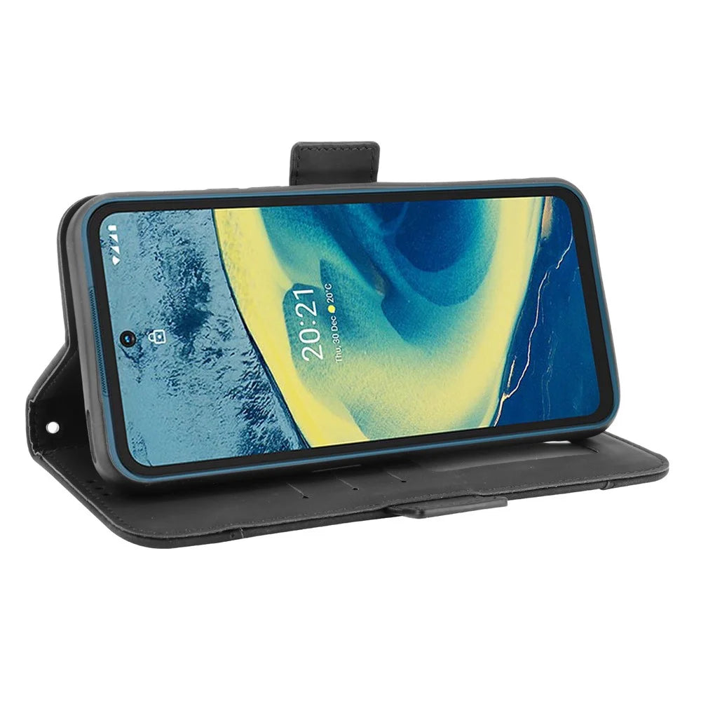 Full Protection Multi Card Holder Design Leather Phone Stand Case Cover Protector for Nokia XR20 - Black - 5