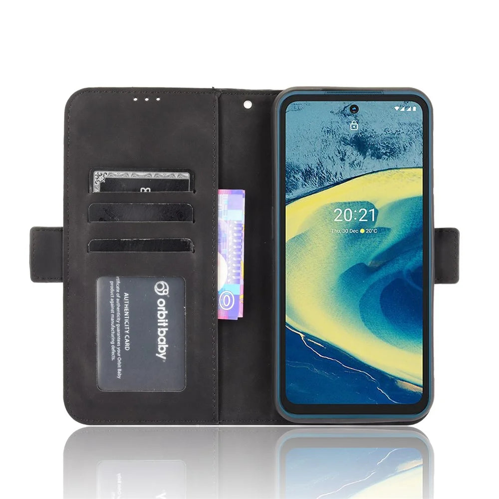 Full Protection Multi Card Holder Design Leather Phone Stand Case Cover Protector for Nokia XR20 - Black - 7