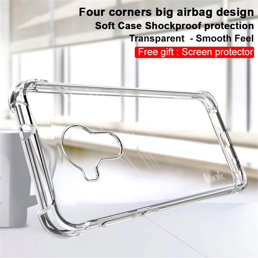 IMAK Transparent Shock-Absorption Flexible TPU Phone Cover with Screen Protector for Nokia C30 - Transparent - 3