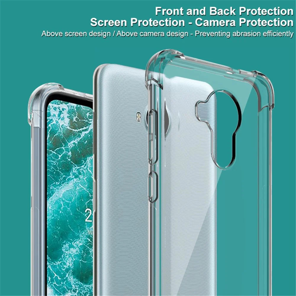 IMAK Transparent Shock-Absorption Flexible TPU Phone Cover with Screen Protector for Nokia C30 - Transparent - 4
