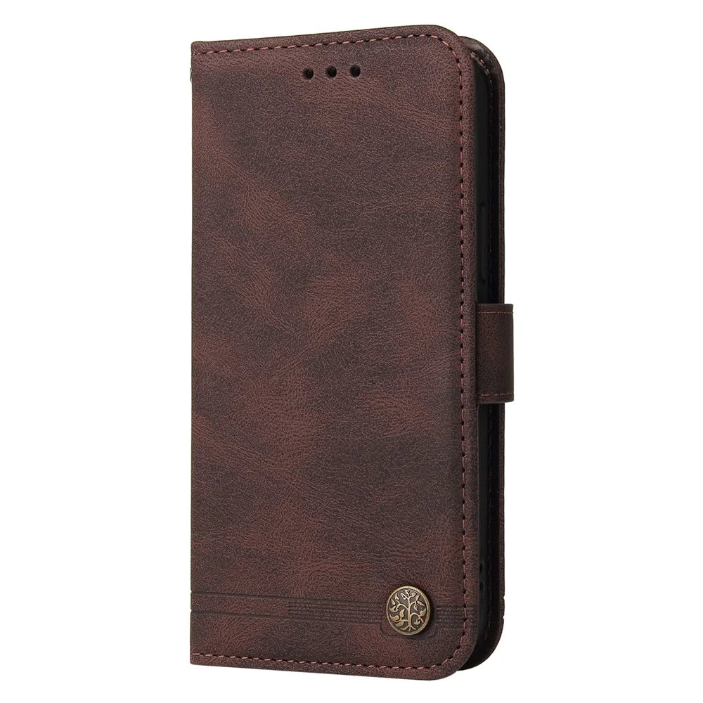 For Nokia XR20 Leather Wallet Cases Skin Touch Phone Cover Stand with Strap - Brown - 2