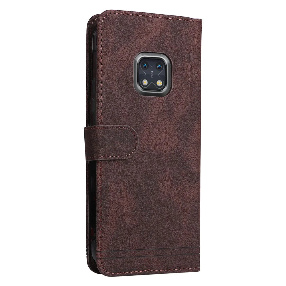For Nokia XR20 Leather Wallet Cases Skin Touch Phone Cover Stand with Strap - Brown - 3