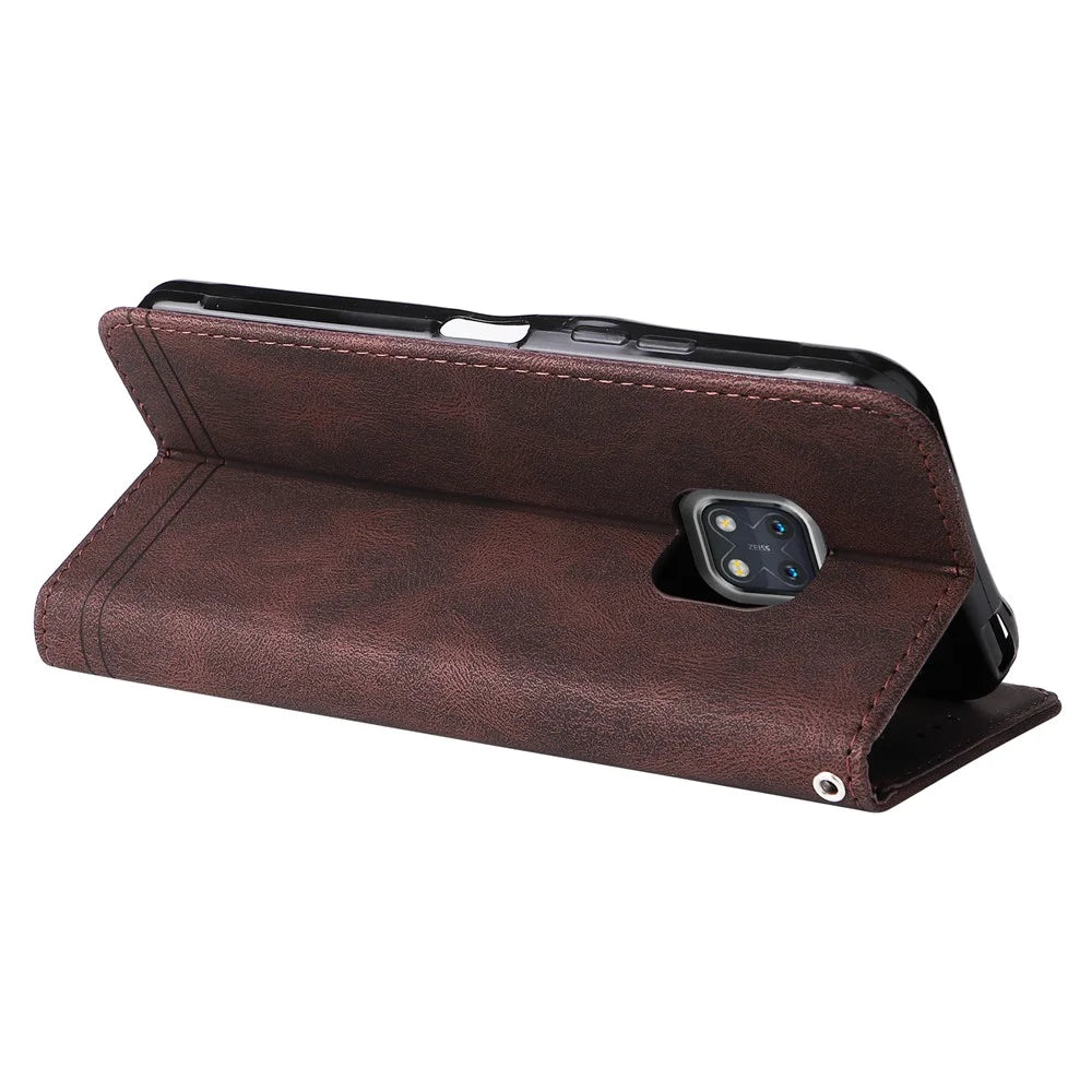 For Nokia XR20 Leather Wallet Cases Skin Touch Phone Cover Stand with Strap - Brown - 6