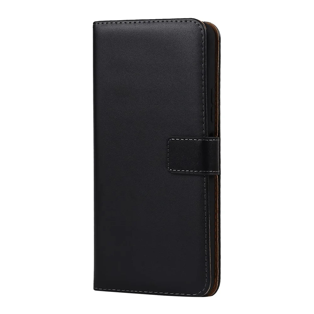 Genuine Leather Phone Protector Dual-Sided Magnetic Clasp Anti-Drop Wallet Card Slot Stand Phone Case for Nokia 8.3 5G - 2