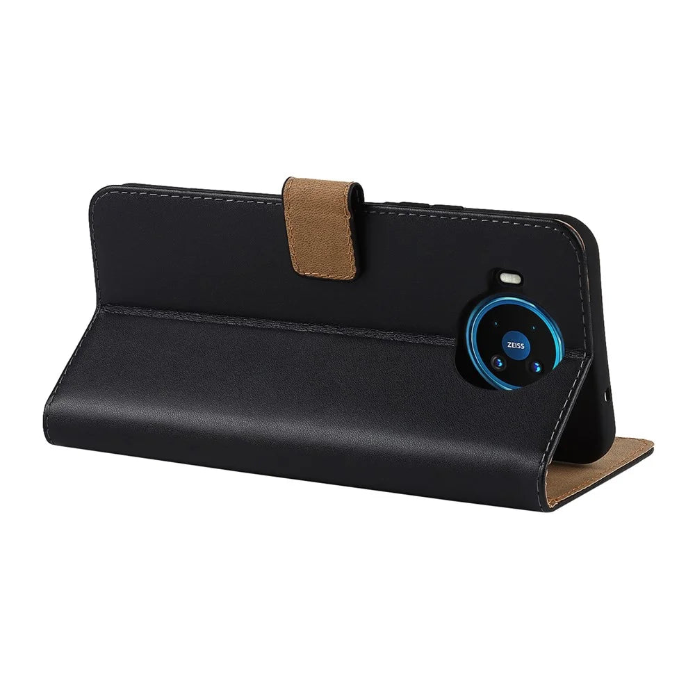 Genuine Leather Phone Protector Dual-Sided Magnetic Clasp Anti-Drop Wallet Card Slot Stand Phone Case for Nokia 8.3 5G - 6