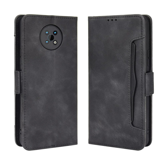 For Nokia G50 Flip Phone Case PU Leather and TPU Phone Cover Multiple Card Slot Practical Wallet Stand Protective Case - Black - 1