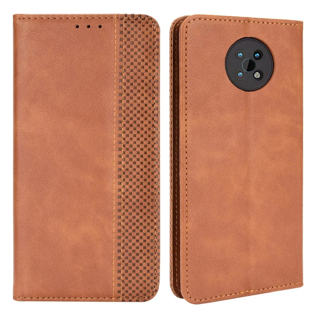 Retro Textured Surface For Nokia G50 Phone Leather Case Shockproof Leather Phone Wallet Stand Cover - Brown - 1