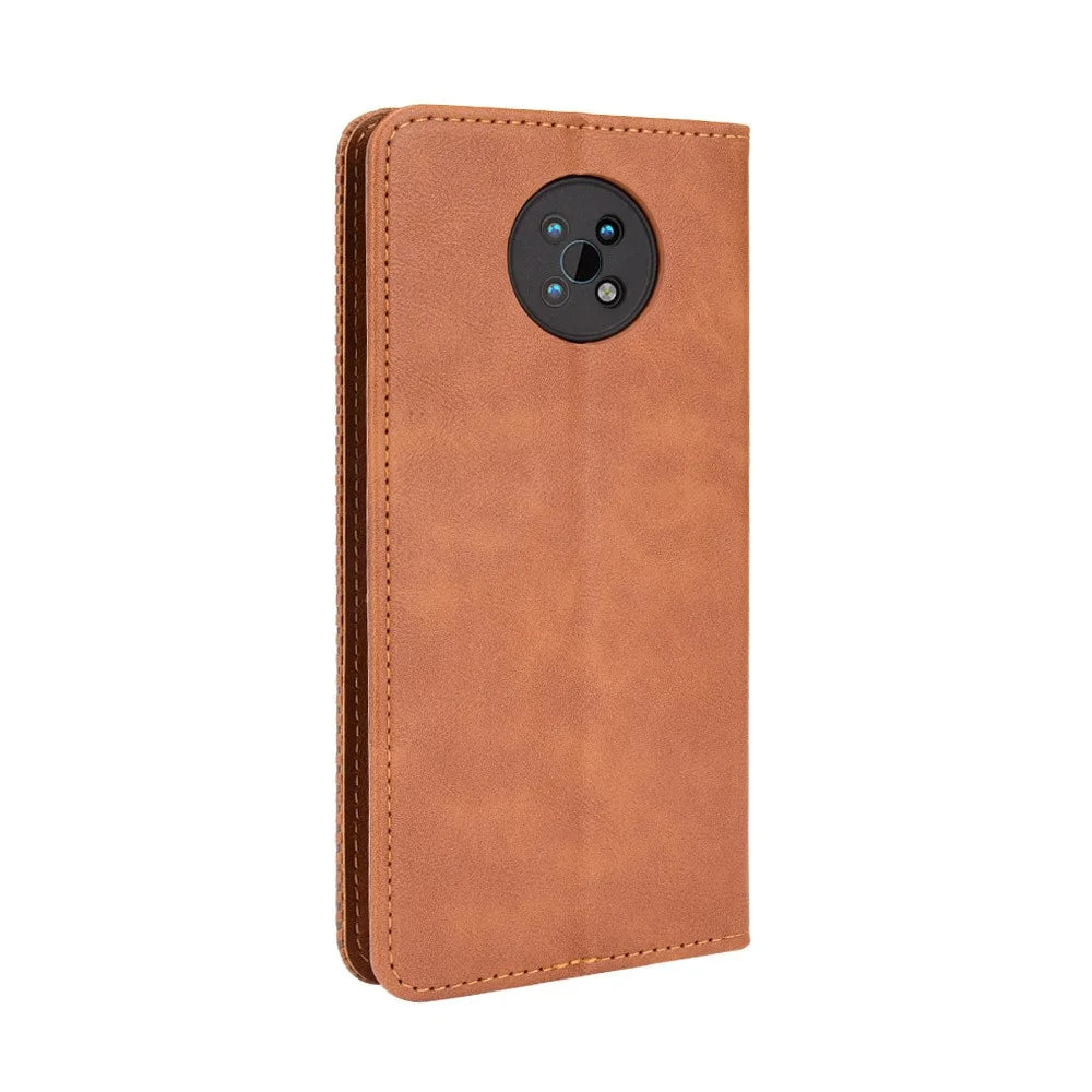 Retro Textured Surface For Nokia G50 Phone Leather Case Shockproof Leather Phone Wallet Stand Cover - Brown - 3