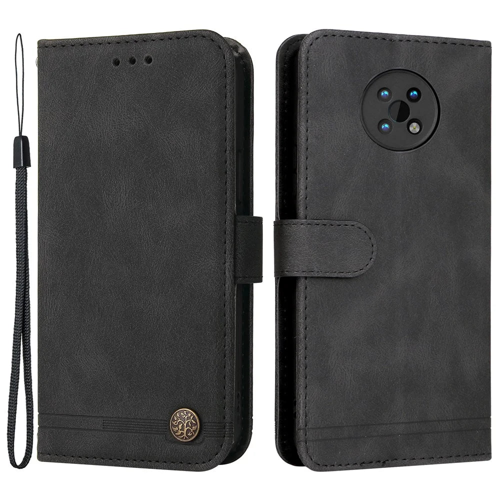 For Nokia G50 Leather Wallet Cases Skin Touch Phone Cover Stand with Strap - Black - 1
