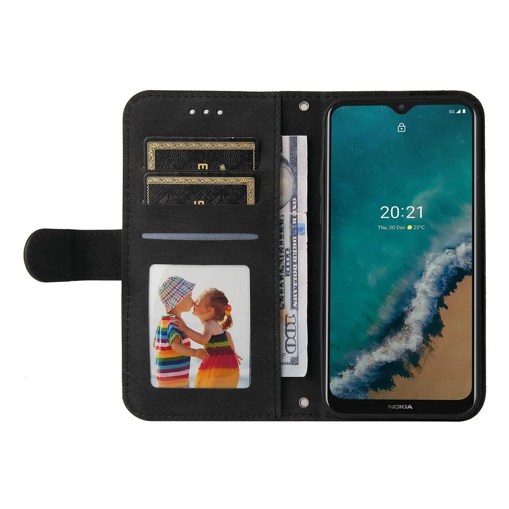 For Nokia G50 Leather Wallet Cases Skin Touch Phone Cover Stand with Strap - Black - 4