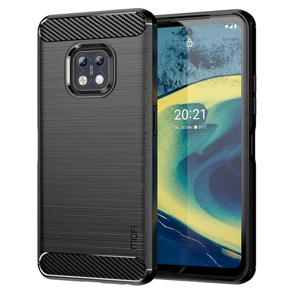 MOFI Shockproof Lightweight Brushed Carbon Fiber Design Soft TPU Covering Case for Nokia XR20 - Black - 1