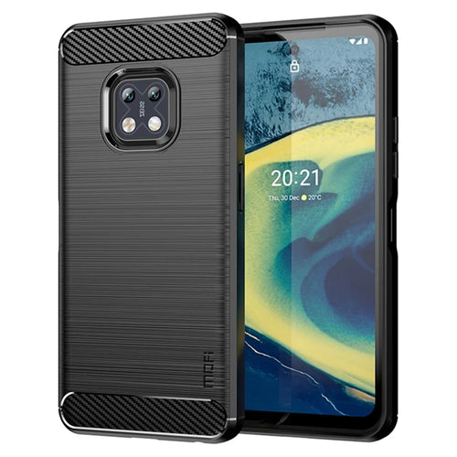 MOFI Shockproof Lightweight Brushed Carbon Fiber Design Soft TPU Covering Case for Nokia XR20 - Black - 1