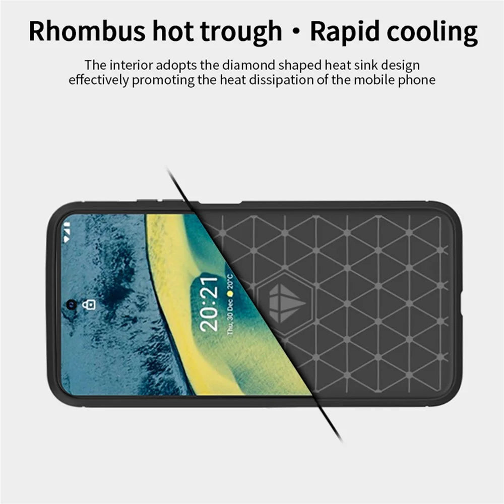 MOFI Shockproof Lightweight Brushed Carbon Fiber Design Soft TPU Covering Case for Nokia XR20 - Black - 6