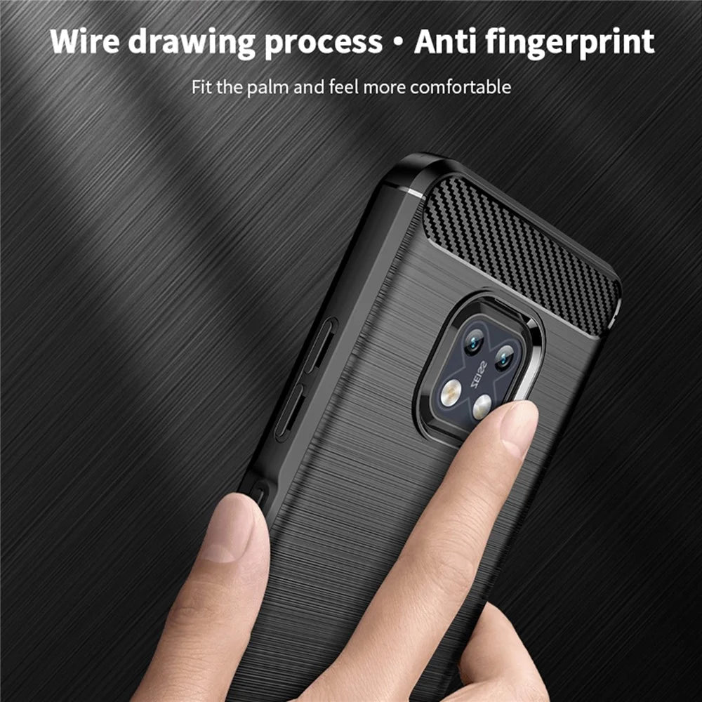 MOFI Shockproof Lightweight Brushed Carbon Fiber Design Soft TPU Covering Case for Nokia XR20 - Black - 7