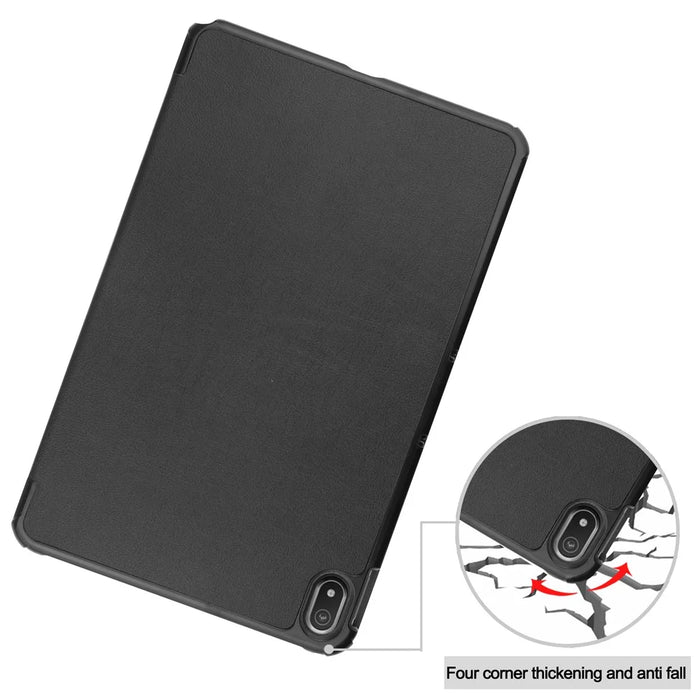 Protective Case for Nokia T20 Trifold Stand PU Leather + PC Tablet Cover Shell with Auto Wake / Sleep - Black - 7