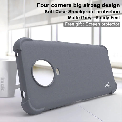IMAK Matte Soft TPU Four-Corner Airbags Full Body Protective Cover with Screen Protector for Nokia G20 / G10 - Matte Grey - 2