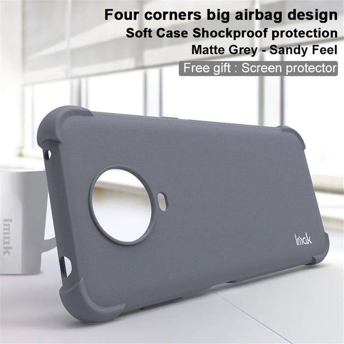 IMAK Matte Soft TPU Four-Corner Airbags Full Body Protective Cover with Screen Protector for Nokia G20 / G10 - Matte Grey - 2