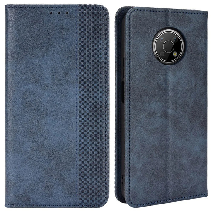 Mosaic Border Pattern Splicing Wallet Stand Auto Closing Magnetic Leather Phone Cover Case for Nokia G300 - Blue - 1