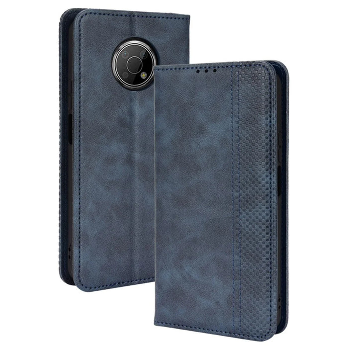 Mosaic Border Pattern Splicing Wallet Stand Auto Closing Magnetic Leather Phone Cover Case for Nokia G300 - Blue - 7