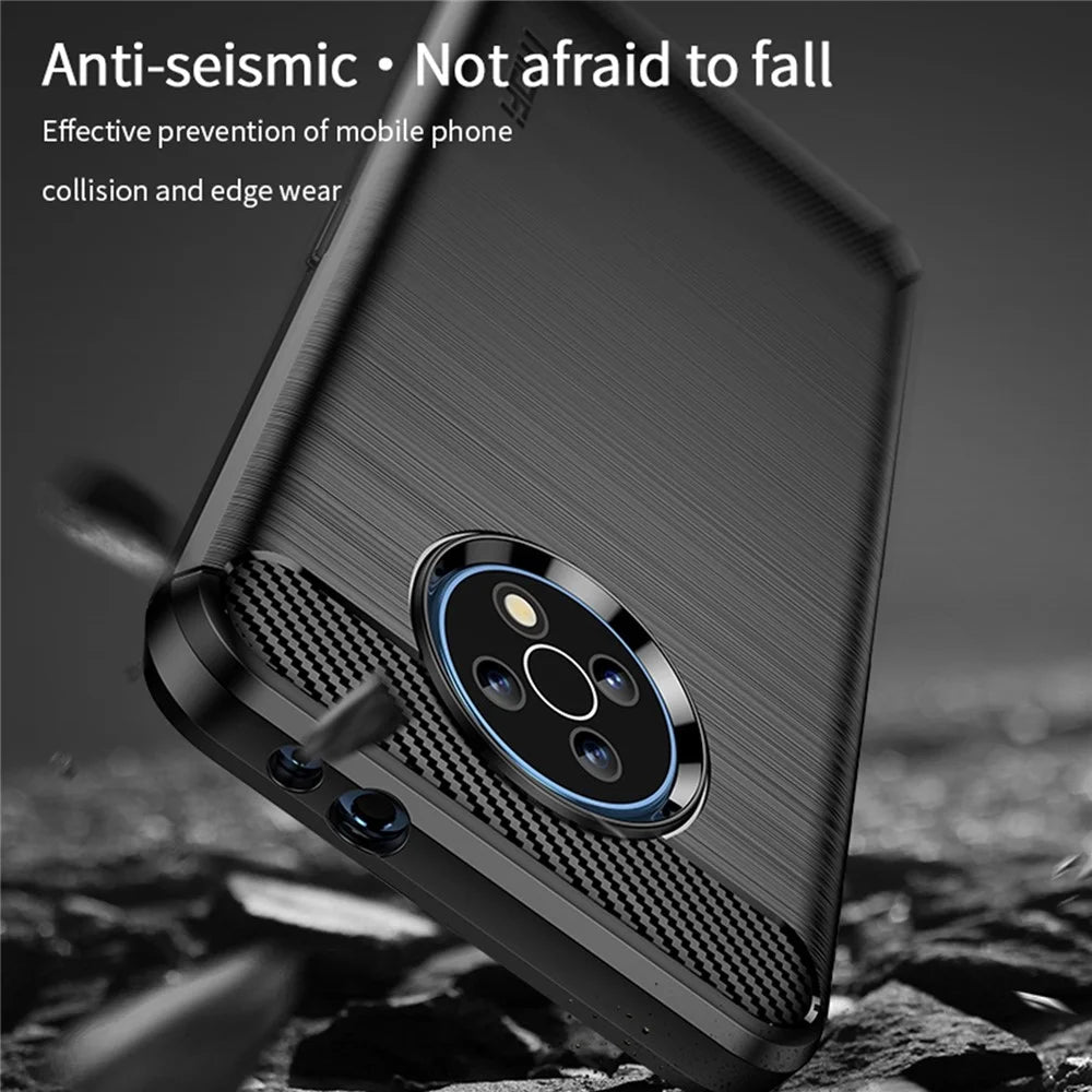MOFI Carbon Fiber Texture Well-protected Brushed Soft TPU Phone Case Cover for Nokia G50 - Black - 5