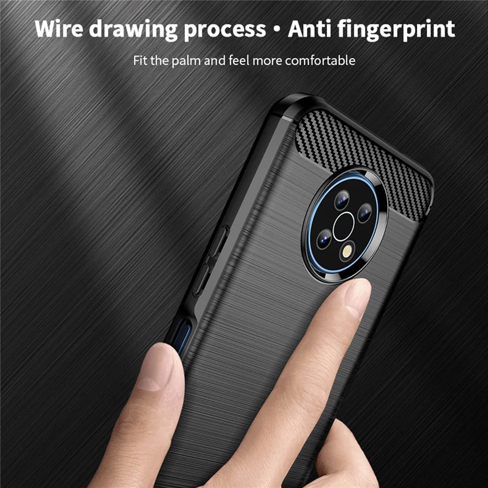 MOFI Carbon Fiber Texture Well-protected Brushed Soft TPU Phone Case Cover for Nokia G50 - Black - 7