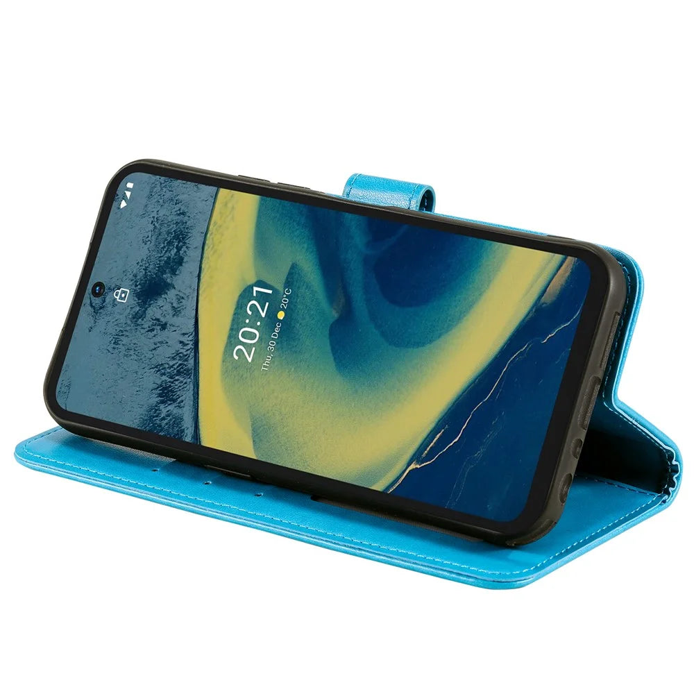 Mandala Flower Imprinted Drop-proof Adjustable Stand Wallet Leather Cell Phone Case Cover for Nokia XR20 - Blue - 5