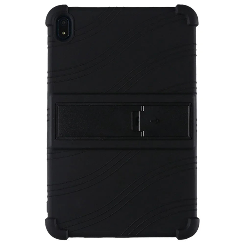 Flexible Silicone Tablet Shell for Nokia T20 Cover with Foldable Supporting Kickstand - Black - 2