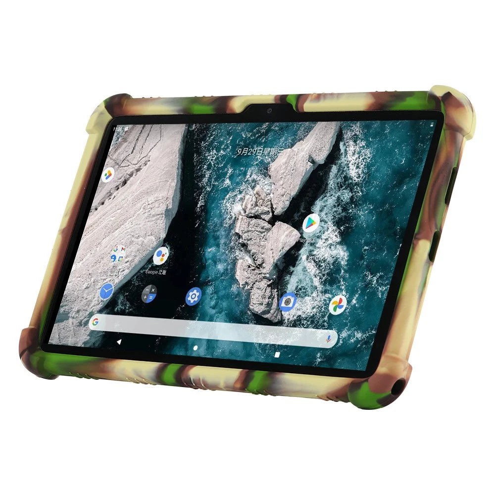 Flexible Silicone Tablet Shell for Nokia T20 Cover with Foldable Supporting Kickstand - Black - 4