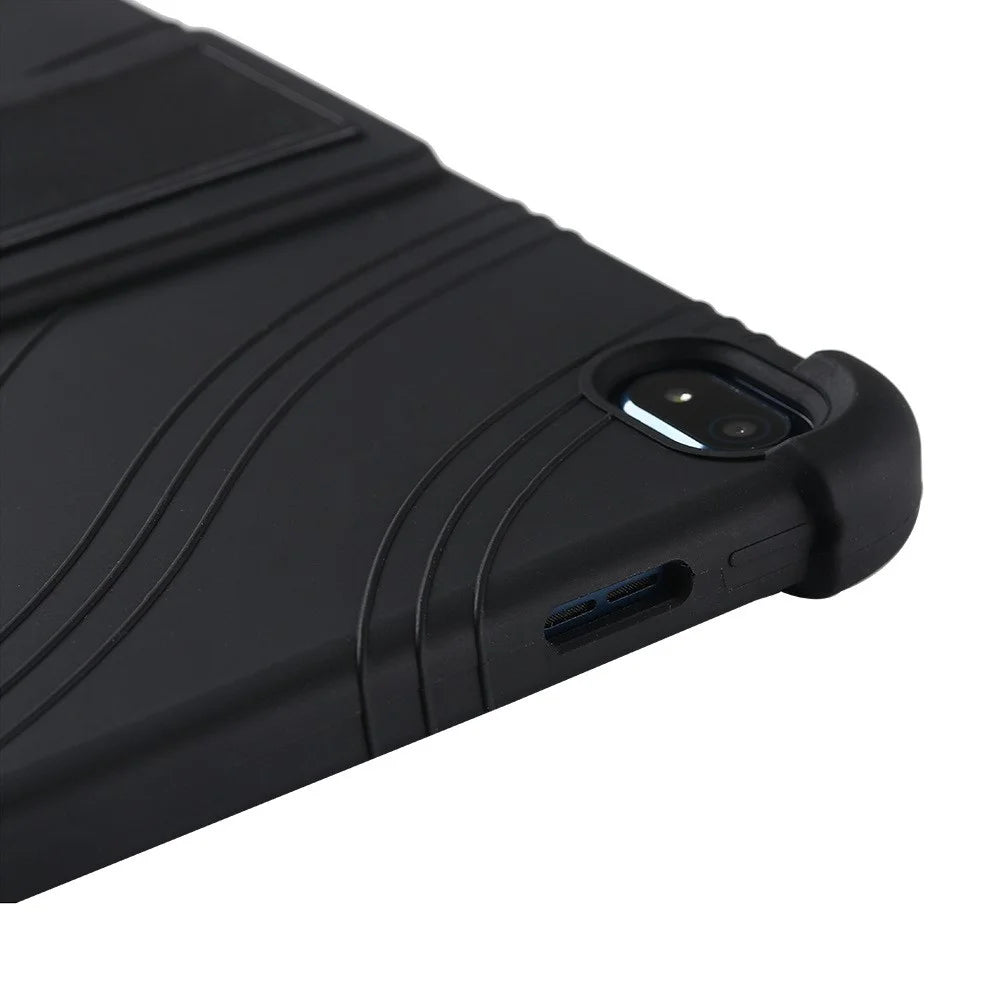 Flexible Silicone Tablet Shell for Nokia T20 Cover with Foldable Supporting Kickstand - Black - 7