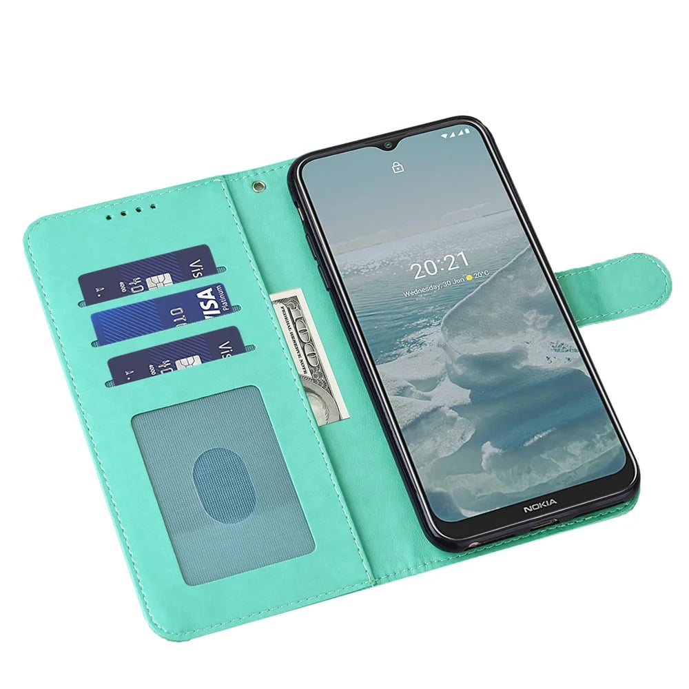 For Nokia G11/G21 Wallet Phone Case Imprinted Deer Tree Pattern PU Leather Magnetic Closure Shockproof Stand Flip Cover - Green - 4