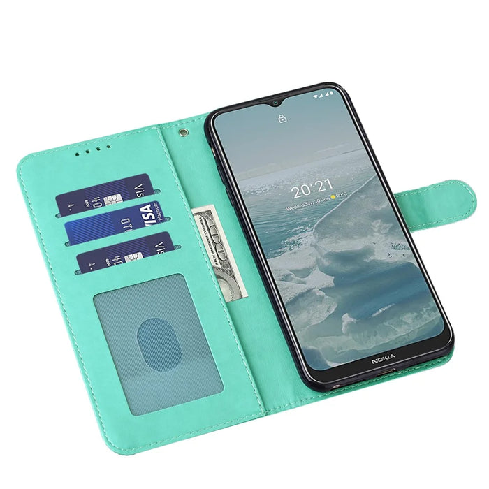 For Nokia G11/G21 Wallet Phone Case Imprinted Deer Tree Pattern PU Leather Magnetic Closure Shockproof Stand Flip Cover - Green - 4