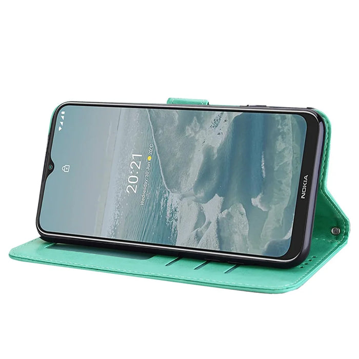 For Nokia G11/G21 Wallet Phone Case Imprinted Deer Tree Pattern PU Leather Magnetic Closure Shockproof Stand Flip Cover - Green - 5