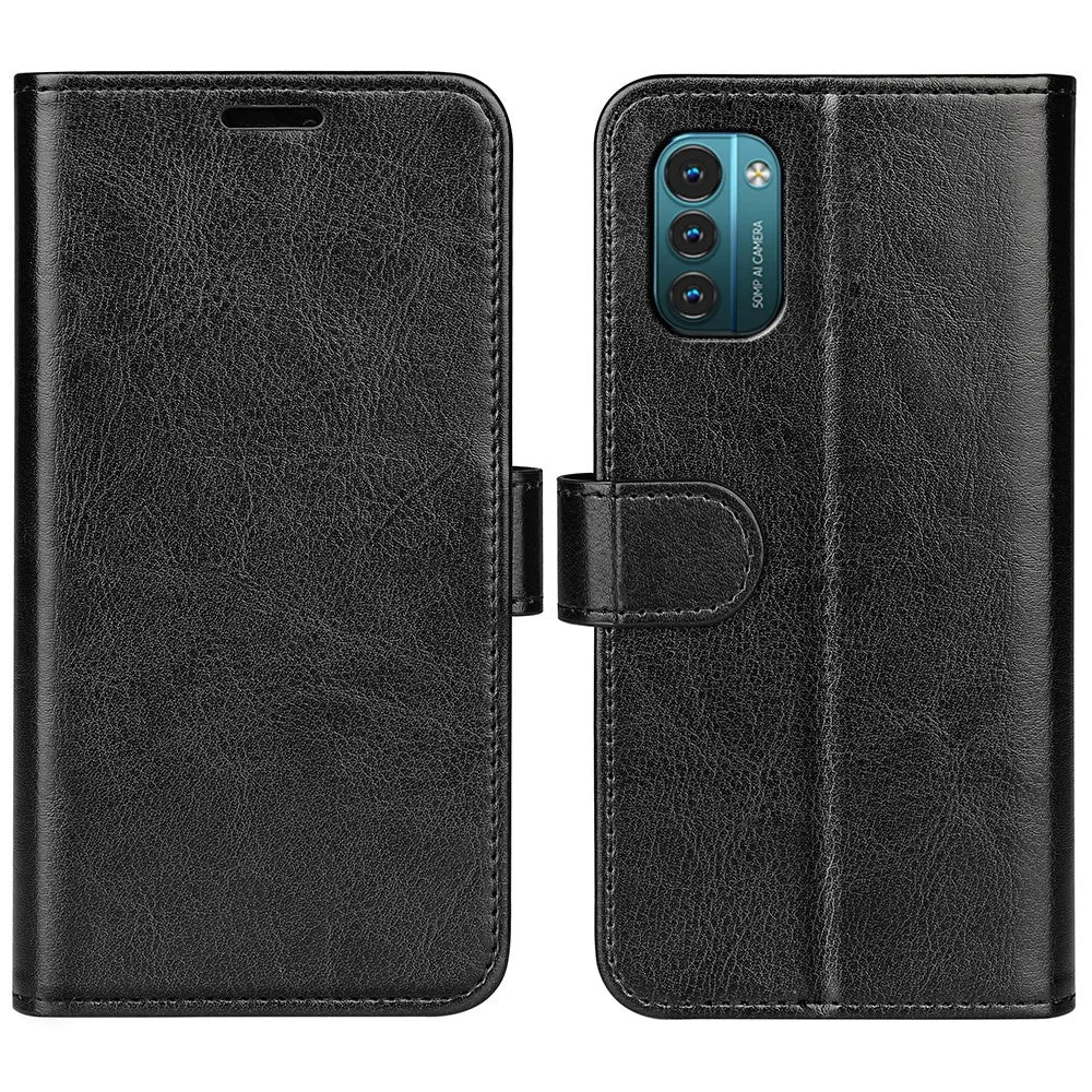 For Nokia G11 / G21 Crazy Horse Texture Magnetic Flip Cover PU Leather + Inner TPU Full Body Protective Stand Case - Black - 1