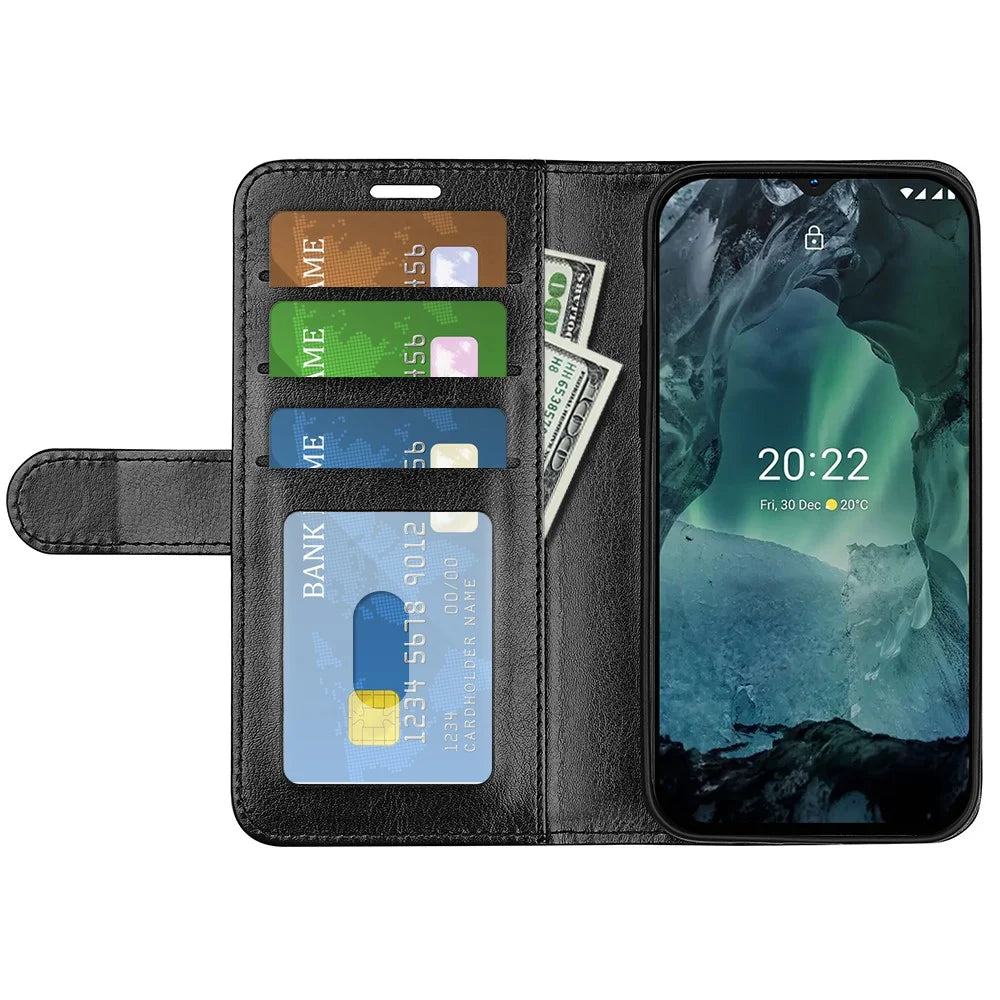 For Nokia G11 / G21 Crazy Horse Texture Magnetic Flip Cover PU Leather + Inner TPU Full Body Protective Stand Case - Black - 5