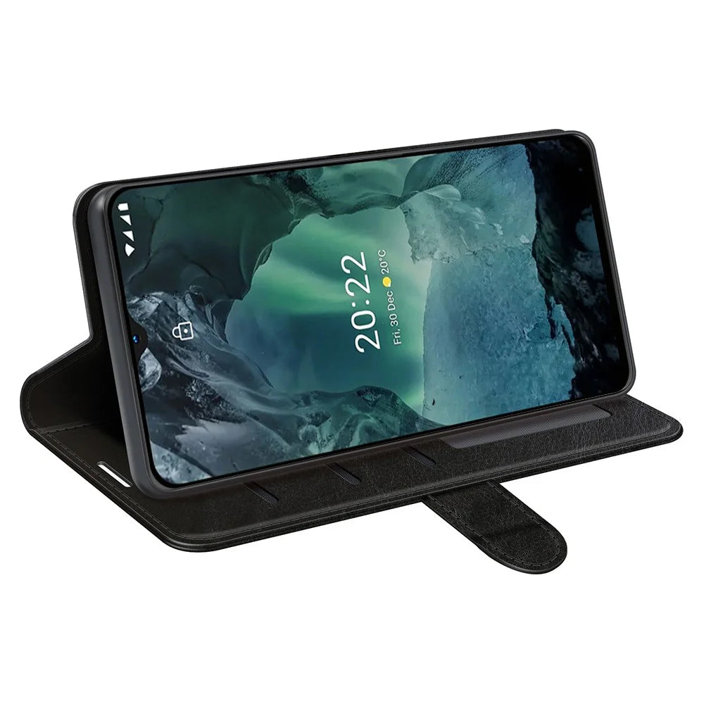 For Nokia G11 / G21 Crazy Horse Texture Magnetic Flip Cover PU Leather + Inner TPU Full Body Protective Stand Case - Black - 6
