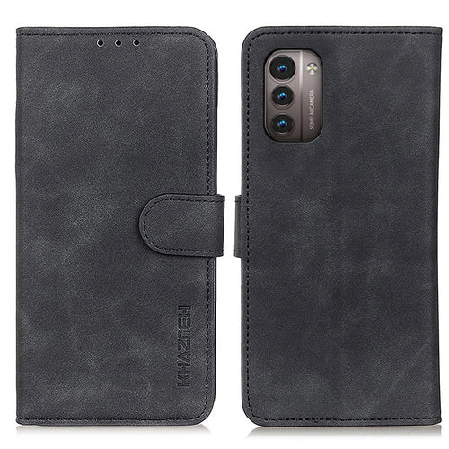 KHAZNEH Vintage PU Leather Wallet Case for Nokia G11 / G21, Hands-Free Stand Magnetic Closure Shockproof Flip Folio Cover - Black - 1