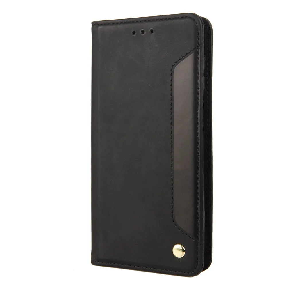 Business Style Wallet Phone Case for Nokia G21 Shockproof Stand Folio Flip Cover Splicing Leather Shell with Wallet - Black - 2