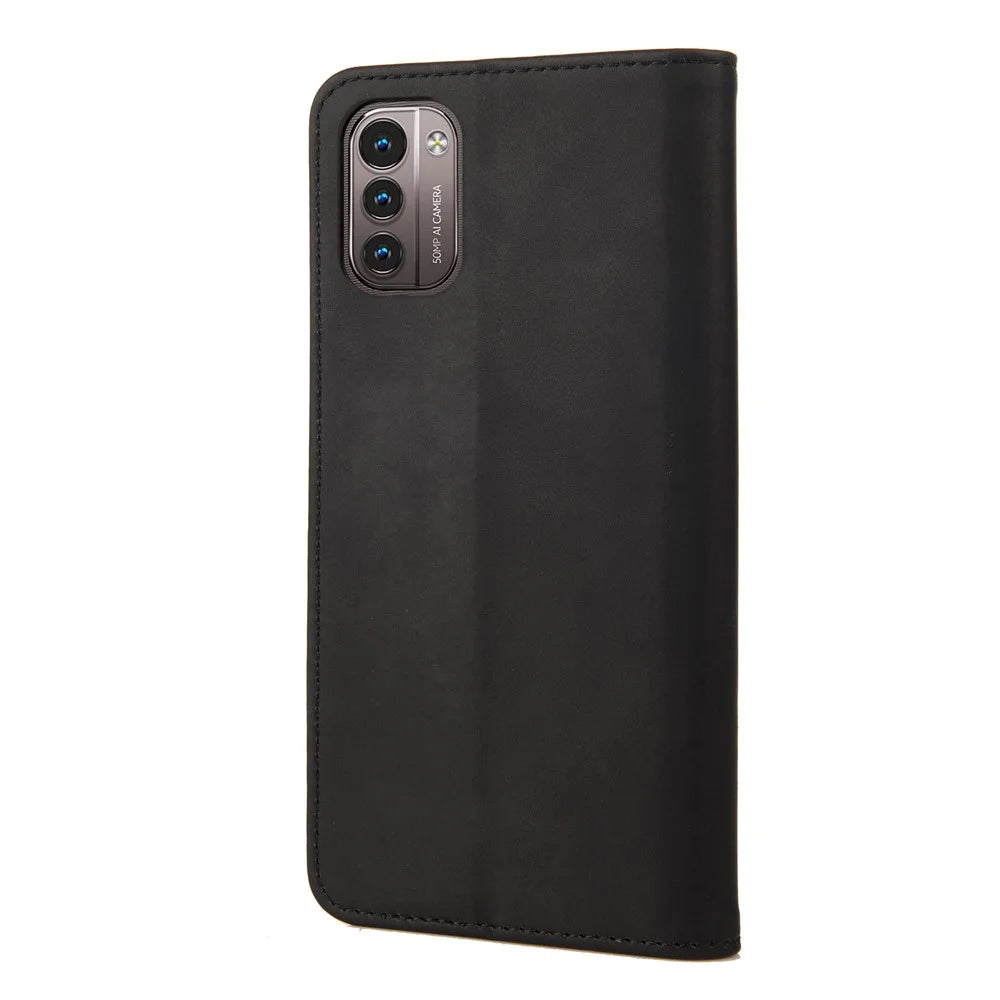Business Style Wallet Phone Case for Nokia G21 Shockproof Stand Folio Flip Cover Splicing Leather Shell with Wallet - Black - 3