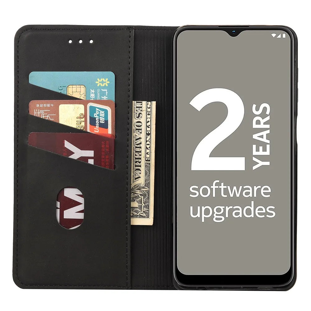 Business Style Wallet Phone Case for Nokia G21 Shockproof Stand Folio Flip Cover Splicing Leather Shell with Wallet - Black - 4