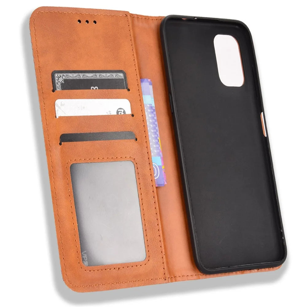For Nokia G21 / G11 Vintage Mosaic Imprinted Flip Leather Case Stand Bookstyle Magnetic Auto-absorbed Wallet Cover - Brown - 4