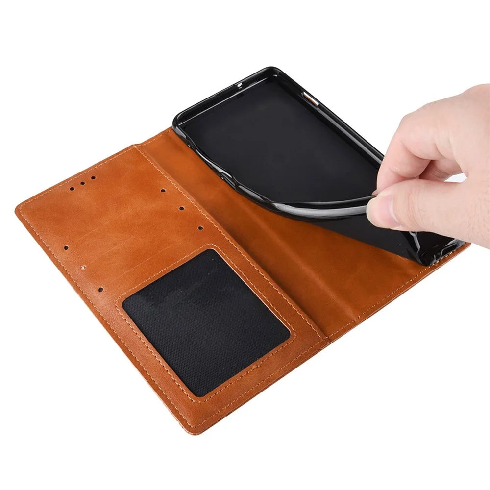 For Nokia G21 / G11 Vintage Mosaic Imprinted Flip Leather Case Stand Bookstyle Magnetic Auto-absorbed Wallet Cover - Brown - 6