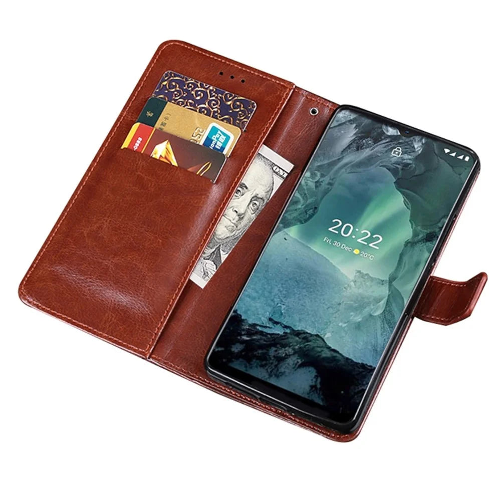 IDEWEI for Nokia G11/G21 PU Leather + TPU All-inclusive Protection Folio Flip Shell Crazy Horse Texture Stand Phone Cover with Wallet - Brown - 2