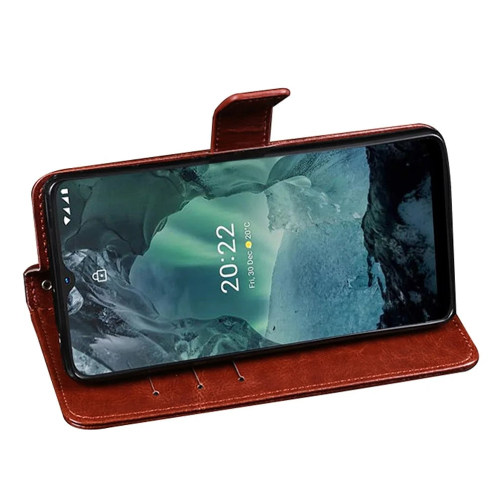 IDEWEI for Nokia G11/G21 PU Leather + TPU All-inclusive Protection Folio Flip Shell Crazy Horse Texture Stand Phone Cover with Wallet - Brown - 3
