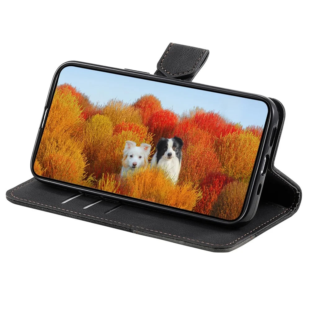 TTUDRCH Splicing Wallet Case for Nokia G20, RFID Blocking 004 Skin-touch Leather RFID Blocking Stand Shockproof Inner TPU Phone Cover with Strap - Black - 3