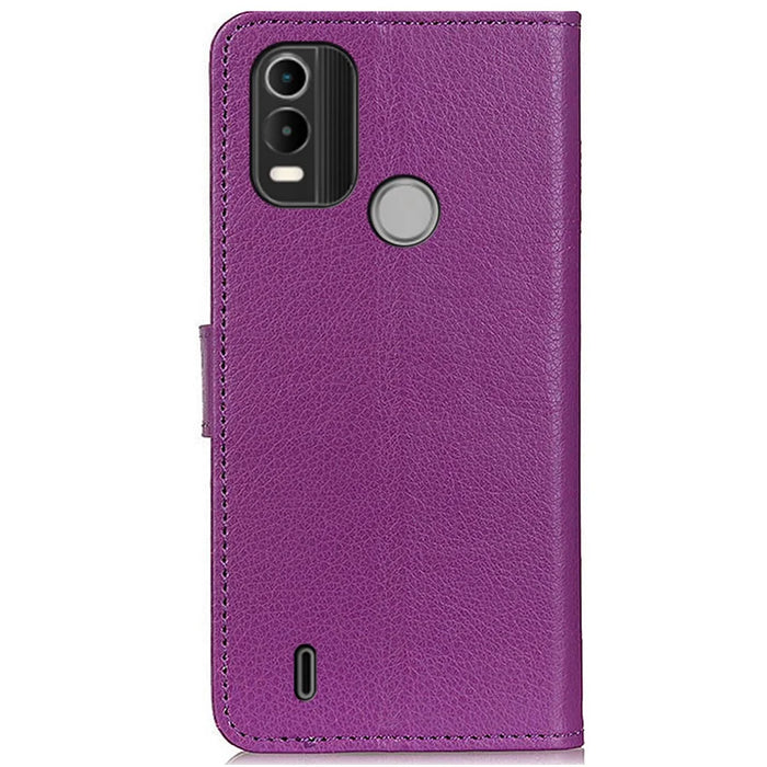 For Nokia C21 Plus Litchi Texture Wallet Case PU Leather Stand Magnetic Drop Protection Shockproof Cover - Purple - 7